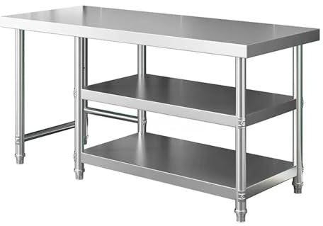 HARELA Edelstahl Arbeitstisch, Arbeitstisch, Küchentisch, Edelstahl Zubereitungstisch, mit Verstellbare Füße, für Speisekammern, Restaurants, Küchen, Großküchen(120 * 60 * 80cm/47.2 * 23.6 * 31.5in)