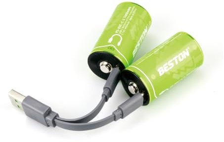 Wiby 2 Batterie Ricaricabili 1,5V Mezza Torcia C da 7400mWh e 4933mAh al Litio | Ricarica USB-C Rapida + Cavo 4-in-1 | Tensione Costante | BMS Integrato | Ultra-leggere