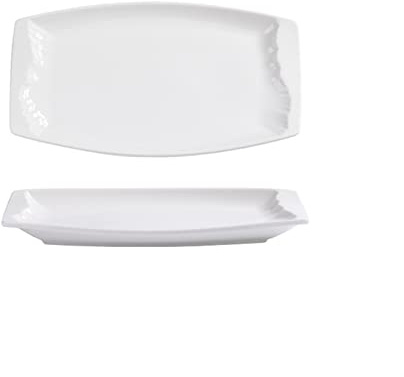 PUFAHAU Assiettes De Service pour Brunch, Assiette Rectangulaire en Céramique De 40 Cm, Grande Assiette À Poisson Cuit À La Vapeur, Assiettes en Porcelaine Créatives pour La mais(A)