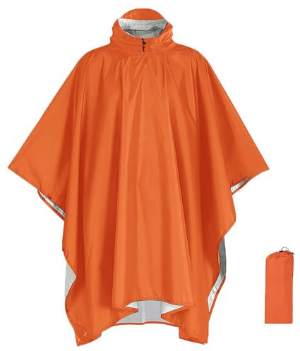 DAVBNM Waterproof Rain Poncho Lightweight Reusable Rain Poncho Adult Waterproof,3-in-1 Multifunctional Rain Cover,Poncho Waterproof Adult Lightweight Waterproof Raincoat for Hunting Cycling,Green