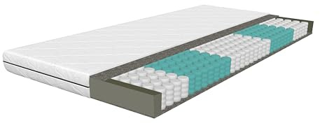Schlaftroll Matelas orthopédique à ressorts ensachés 7 zones 140 x 200 cm H2/H3 - Matelas ferme - Surmatelas en mousse froide intégré - Mousse confortable - Hypoallergénique - Certifié Oeko-Tex