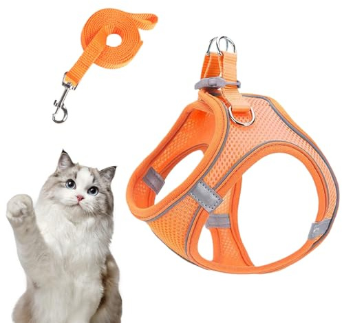 Katzengeschirr und Leinenset,Reflektierend Würgefrei Sicherheitsgeschirr | Reflektierende Weste für Welpen Kätzchen und Katzen für Reisen mit dem Auto Training Tierarztbesuche Outdoor