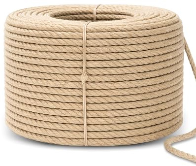 Kunsthanfseil Polyhanfseil - Handlauf & Absperrseil 20mm x 50m | Wetterfestes Spleitex & Spintwist Tauwerk in Naturfarben & verschiedenen Längen. Ideal als Treppenseil & Dekoseil