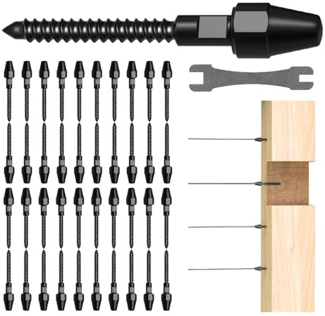 20 paia di ringhiere in filo nero T316, tenditori in acciaio inox T316, bulloni filettati destra/sinistra per pali in legno, kit hardware per ponte