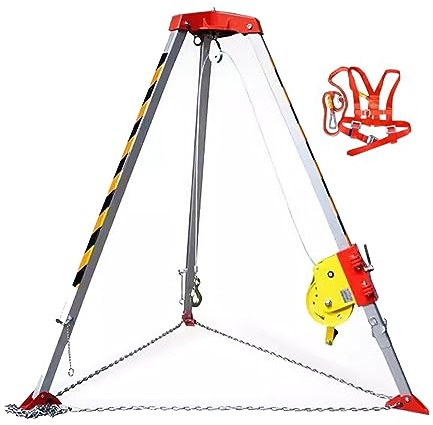 WXPGFEQ Kit de trípode de Aluminio Resistente para Espacios confinados, Sistema de Rescate retráctil anticaídas para Trabajar en Alturas, acantilados y Espacios Estrechos, con cabrestante