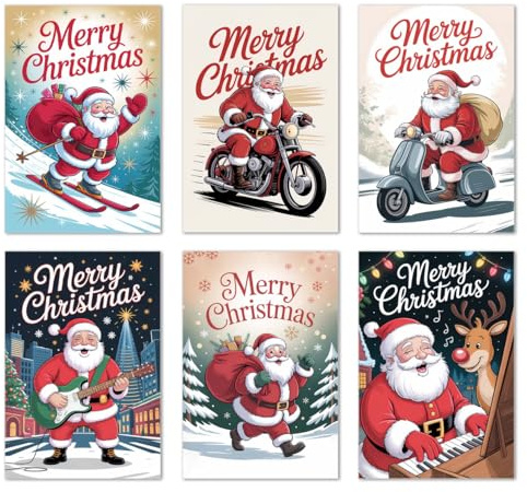 Edition Seidel Set di 12 (2x6) biglietti di Natale esclusivi con busta. Doppio biglietto/biglietti pieghevoli con busta. Biglietto cartoline auguri biglietto di Natale Natale Xmas Babbo Natale