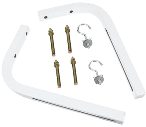 HIAKDOFT 2 pezzi Supporto Schermo Proiettore in Ferro con Staffa Ganci da Parete per Montaggio Schermi Manuali ed Elettrici Facile Installazione su Muro Cartongesso e Legno Colore Bianco