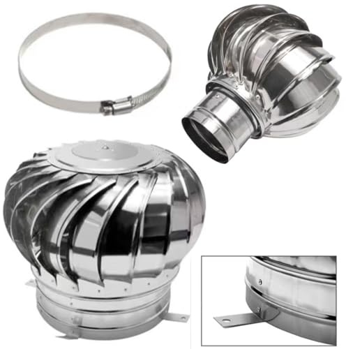 Comignolo Girevole for Camino di Scarico, 110 150 160 200 250 300mm Cappello Eolico, Tappo per Camino Anticorrente con Morsetto per Tetto Fattoria Fabbrica(250mm/9.8in)