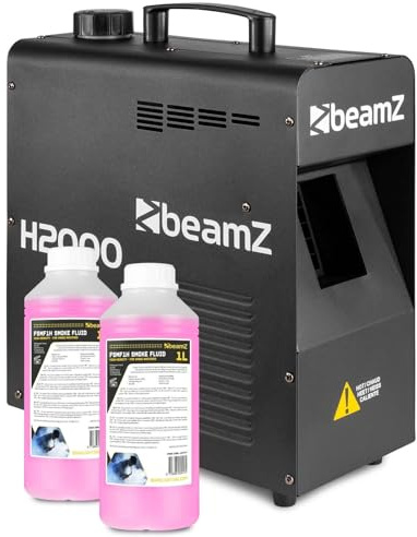 BeamZ H2000 Fazer Nebelmaschine 1700W – inkl. 2 Liter Nebelfluid, Profi Hazer, Fog Machine mit DMX & LCD Display, kontinuierlicher Nebelausstoß – Rauchmaschine für DJ Lichtanlagen, Partys, Hochzeiten