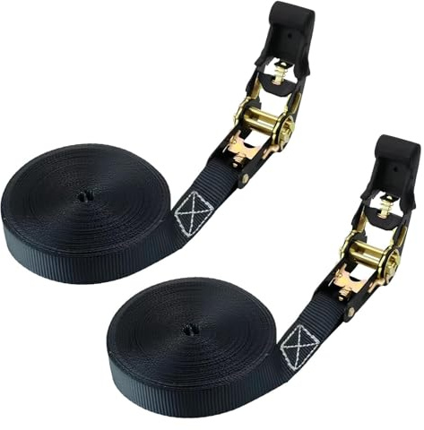 2 Pièces Sangle a Cliquet, 8m x 25mm Sangles D'arrimage à Cliquet, Sangle de Serrage Robuste, Charge Maximale 1000 kg, Sangles de Fixation à Cliquet pour Moto, Voiture, Porte Vélo, Bagage