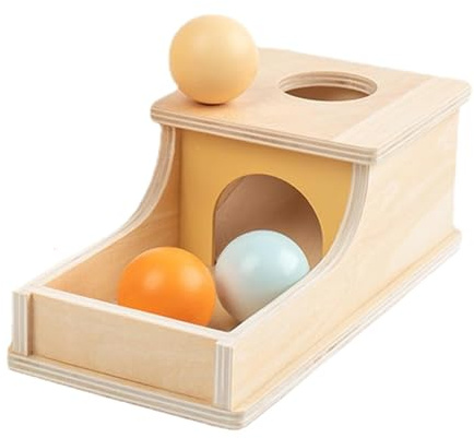 MetieFasia Boîte de Permanence des Objets en Bois avec Plateau et 3 Balles, Jouet, Boîte à Balles pour Bébés et Jeunes Enfants