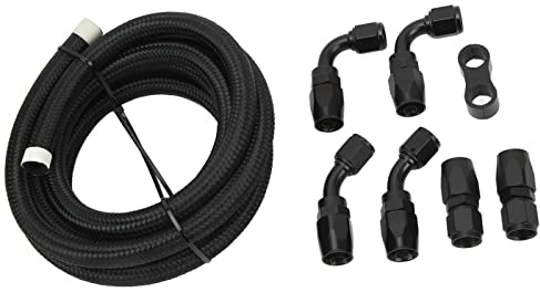 Tbest 3 Meter AN6 Bränsleledningsslangsats Högpresterande Nylon med Aluminiumkopplingar för Kylvätska Hydraulolja Universal Racing och Terrängkörning