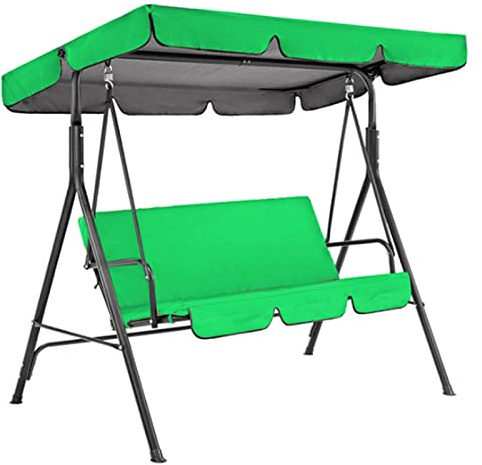 Waterproof Swing Canopy Replacement Cover & Cushion for 2-3 Seater Patio Swing Chair Outdoor Garden Swing Seat Cover Green 164x114x15cm