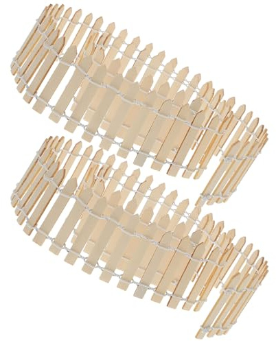 Abaodam Lot de 2 Mini Clôtures de Jardin en Bois Naturel 5X90 CM Décoration Miniature pour Maison de Poupée Village de Noël et Projets DIY Accessoires Décoratifs pour Diorama et Jardin