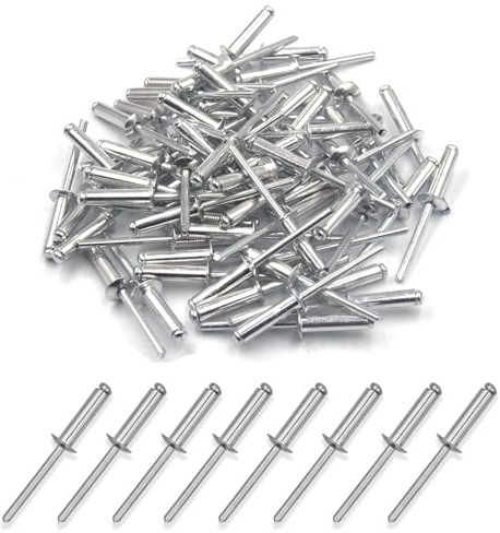 150 Stück Blindnieten Set, 4.8 * 20 mm Popnieten Sortiment Alu Nieten Aluminium Blindnieten mit Großem Flansch Praktisches Pop Nieten Stahlniete Stahldorn für Metall Kunststoff Holz Holzbearbeitung