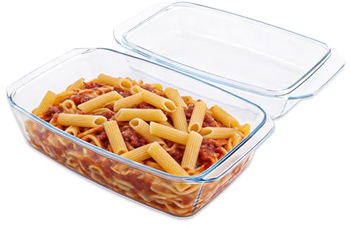 LDXDRU 3L Dishes for the Oven, 34.6x20x13.2CM Deep Lasagne Dish with Lid