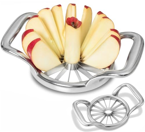 Rebanadora de manzana extra ancha de 14 cm, 16 rebanadas de manzanas finas y vacías, cortador, separador, podadora para frutas y verduras, regalos para mamá, afilada y robusta, fácil de