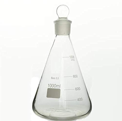 Rocwing Borosilicate 3.3 Glass Graduated Conical Erlenmeyer Flask with Stop (1000ml)