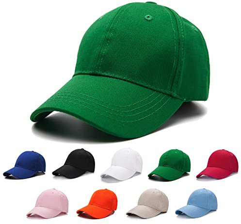 Edoneery Baseball Cap for Kids-Adjustable Washed Cotton Golf Toddler Hat for Boys & Girls Green