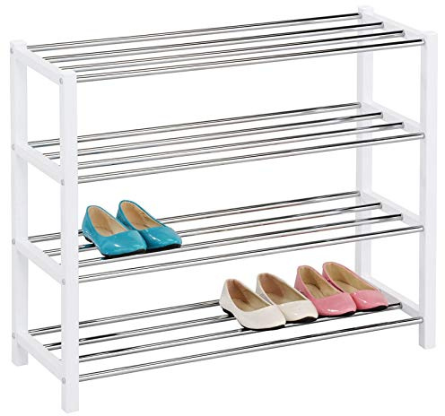 IDIMEX Schuhregal Dublin mit 4 Ablagen in weiß. Robustes Metallregal für Flur Schuhaufbewahrung. Schuh-Organizer Schuhablage dielen- & flurmöbel