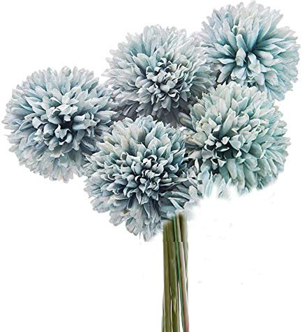 Flow.month 5PCS Künstliche Blumen,Unechte Blumen Deko Künstlich Hortensien Dekoration Plastik Blumenarrangements Hochzeit Blumenstrauß für Haus Garten Party Blumenschmuck (Blau)