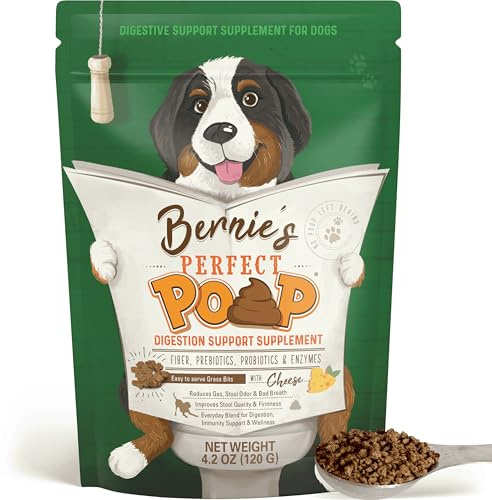 Perfect Poop Digestion & General Health Supplement for Dogs: Fiber, Prebiotics, Probiotics & Enzymes Relieve Digestive Conditions, Optimize Stool, and Improve Health (Cheddar Cheese, 4.2 oz)