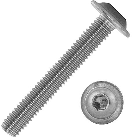 Linsenkopfschrauben mit Innensechskant (ISK) und Flansch M6x120/120 mm aus Edelstahl A2 (10 Stück) | ISO 7380 - Rundkopfschrauben - Linsenschrauben - Schrauben von MESAROS®