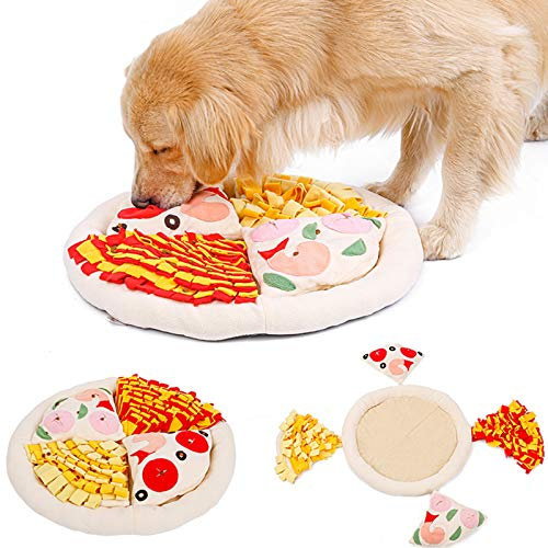 Schnüffelmatte Für Hunde,Hundespielzeug Fütterungsmatte Schnüffelteppich Schnüffelrasen,Pizza Form Hund Interaktives Puzzle-Spielzeug (20 X 20),Waschbar Faltbar Rutschfest Für Haustier Hunde Katzen