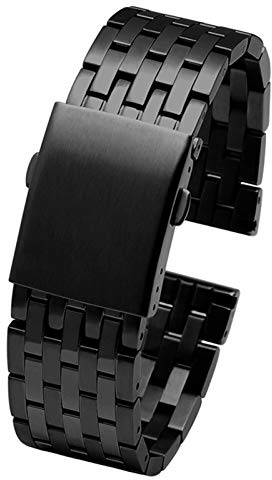 ZZDH Uhrenarmband 22mm 24mm 26mm 28mm 30mm Edelstahl uhrband männer metall feste armband band armband für Männer Frauen (Band Color : B Black, Band Width : 28mm)
