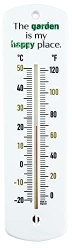 Greenhouse Thermometer - 240 mm Classic Garden Thermometer Gift For Outdoor Use In Garden Greenhouse Shed Allotment Accessories Ideal Gardening Gifts (The garden is my happy place)