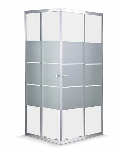 DocciaSì® - Box doccia angolare 80x80 cm due ante scorrevoli vetro pattern 6 mm profilo cromo lucido misura reale 78 79 x 78 79 x 190h cm