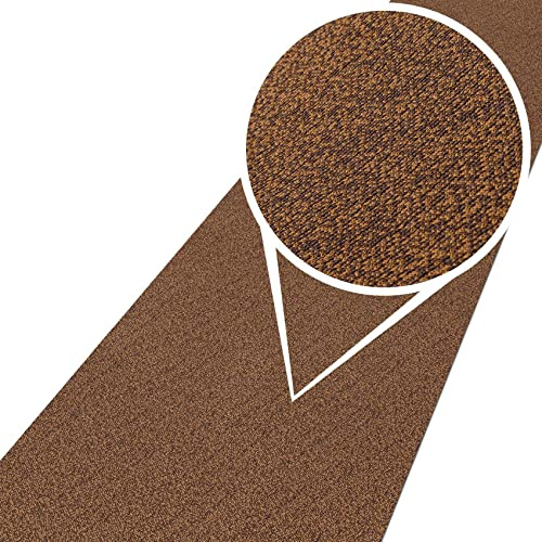 ANRO Teppich Teppichläufer Flur Schlafzimmer Küche Wohnzimmer Küchenläufer Küchenteppich rutschfest Meterware Tamara Braun 120x50cm