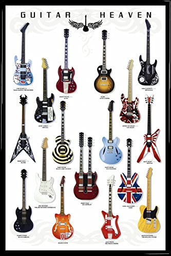 1art1 Gitarren Poster Plakat | Bild und Kunststoff-Rahmen - Guitar Heaven, Rock Hall of Fame (91 x 61cm)