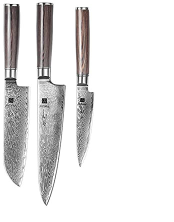 1-9PC Cuchillo de cocina Set Profesional Damasco Steería Cocinero Pan Paring Santoku Sharp Cook Cuchillo Cuchillo de cocina (Color : Yellow)