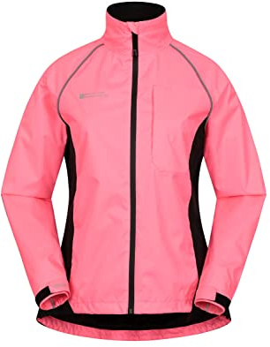 Mountain Warehouse Adrenaline Womens Waterproof Jacket - Breathable Ladies Coat, Taped Seams, Reflective Trims Rain Jacket - For Spring Summer, Cycling, Running Bright Pink Women's Size 10