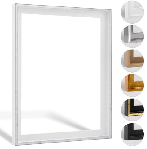 Haak Schattenfugenrahmen Levi in Weiß Grau Antik 20 X 50 cm für Keilrahmenbilder und Leinwände Glanz Edition