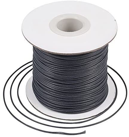 Bestewelry Cordoncino in poliestere cerato, 77,7 metri, 1 mm, filo cerato, filo per perline con rocchetto, per la creazione di gioielli macramè, grigio scuro