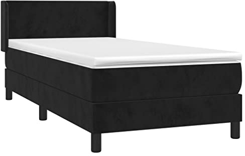 vidaXL Boxspringbett mit Matratze Schwarz 100x200 cm Samt