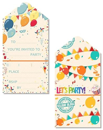 Yiran 16x Balloon Themed Birthday Party Invitations, Suitable For Party Invites, Birthday Party Supplies Invites Double-Sided Printed Eco-friendly Ready to Write