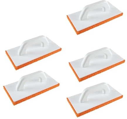 5x Handelskönig Reibebrett Kunststoff 140 x 280 mm Putzbrett mit Schwammscheibe, Reibebrett für Putz und Estrich, Schwammgummi grobporig 20 mm für Maurer und Fliesenleger