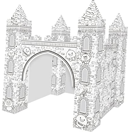 Toyvian Kids Set Graffiti Toy Kid Birthday Day Present Blank Cardboard Castle Coloring Indoor Castle Imaginative Crafts Toy Kids Coloring Playhouse Toy for Kids Manual Model Paper White Toy