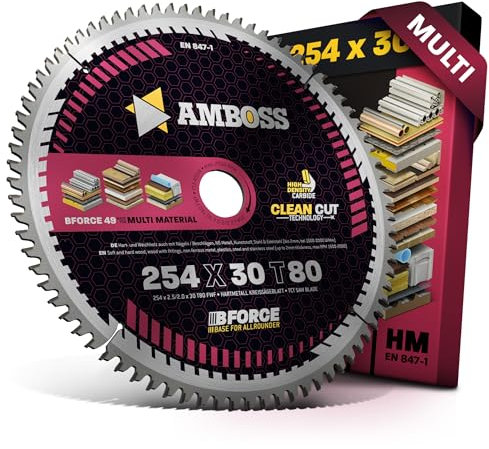 HM Kreissägeblatt 254x30 Z80 Flachzahn mit Wechselfase für Multi - Feinschnitt. AMBOSS WERKZEUGE® Sägeblatt 254mm komp. zu Bosch GTS 10. PTS 10. PTS 100 T.GTS 254 Holzmann TS 250. TK 255 Ryobi