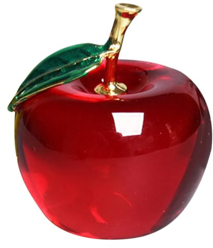 Zerodeko Crystal Apple Statue Hanging Christmas Tree Container Decoration for Home Crystal Table Hand Blown Holiday Collectible Desktop Decor Lucky Clear Home Décor Glass Sculpture Car Red