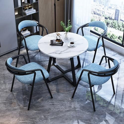 TELCIM Rund Esstisch Und Stühlen, Bartisch Balkonset 4 Stühle 1 Tisch, Besprechungstisch Und Stühle Kombination, Platzsparende Büro-Konferenztische, for Esszimmer, Küche, Wohnzimmer, Café (Color : B)