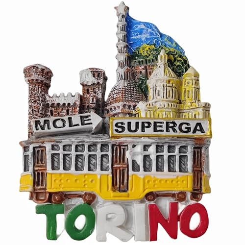 3D-Kühlschrankmagnet, Turin, Italien, Reise-Souvenir, Kühlschrankdekoration, Kunstharz, handbemalt, Bastel-Kollektion