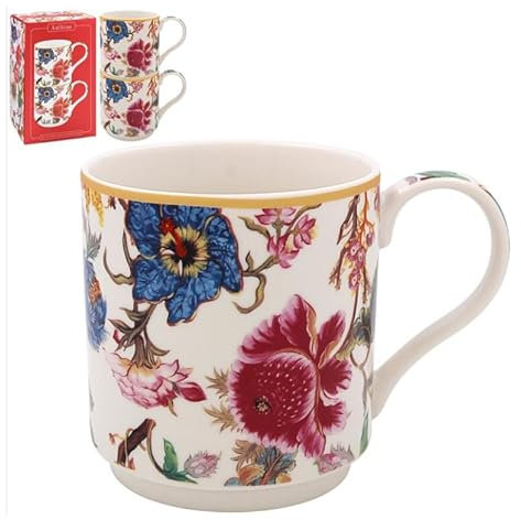 Lesser & Pavey Anthina Stacking Mugs Set of 2 | Ceramic Coffee Mugs Set for Home or Work | Premium Design Mugs Set for All Occasions | Lovely Mugs for Tea, Coffee & Hot Drinks