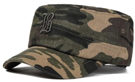 CHENNUO Camouflage Army Cap Herren Baumwolle Militär mütze Flache Baseballkappe (DE/NL/SE/PL, Numerisch, 56, 61, Khaki)