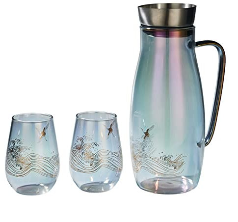 Carafe Eau Poignée d'eau pichet coupe coupe coloré résistant à la chaleur Pichets de thé de luxe classique Pors de thé de luxe à la maison Cuisine Pots d'eau pots boissons Pichet à Thé Glacé