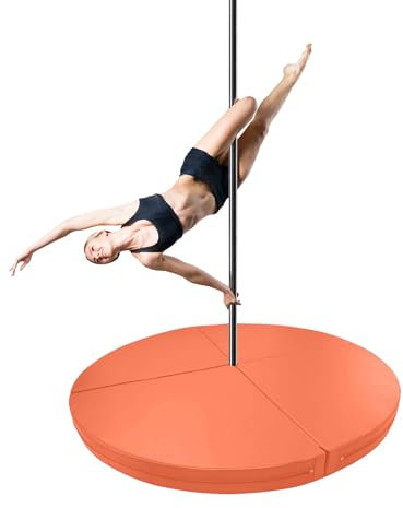 Pole Dance Matte Tanzstangen-Schutzmatten für Yoga-Lyra-Reifen, Dicke, Runde Antikollisionsunterlage für Das Fitnessstudio Zu Hause, Sicherheits- Und Sportschutzmatte 120/140/150/160/180/200 Cm(Orange