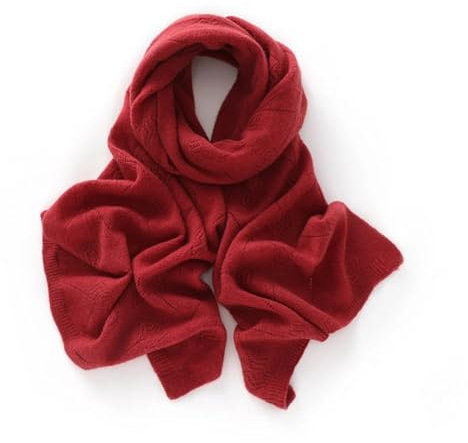 Damen Kaschmir-Schal, langer Schal, einfarbig, gestrickt, Kopftuch, rot, One size